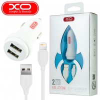 Автомобильное зарядное устройство XO CC08 2USB 2.4A Lightning white