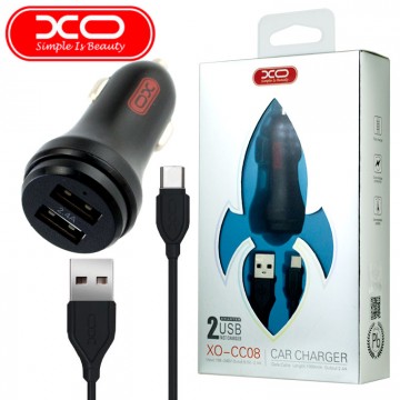 Автомобильное зарядное устройство XO CC08 2USB 2.4A Type-C black в Одессе