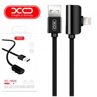 USB кабель XO NB46 2in1 Lightning + Apple Earphone cable 1m черный