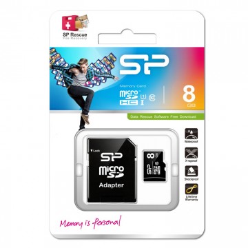 Карта памяти micro SD Silicone Power 8Gb class 10 + SD adapter в Одессе