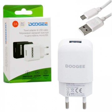 Сетевое зарядное устройство Doogee YJ-06 1USB 2.0A micro-USB white в Одессе