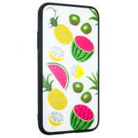 Чехол накладка Glass Case Apple iPhone XR Fruits