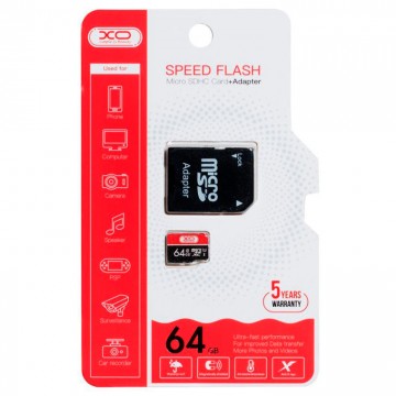 Карта памяти micro SD XO 64Gb class 10 + SD adapter в Одессе