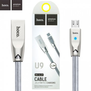 USB кабель Hoco U9 Jelly Knitted micro USB 1.2m серебристый в Одессе
