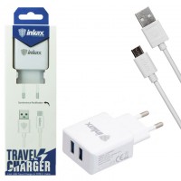 Сетевое зарядное устройство inkax CD-01 2USB 2.4A micro-USB white