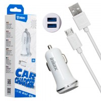 Автомобильное зарядное устройство inkax CC-13 2USB 1A micro-USB white