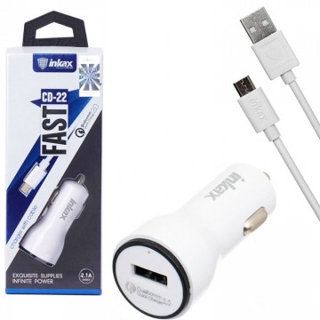 Автомобильное зарядное устройство inkax CD-22 1USB 2.1A micro-USB white в Одессе