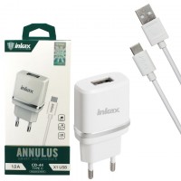 Сетевое зарядное устройство inkax CD-44 1USB 1A Type-C white