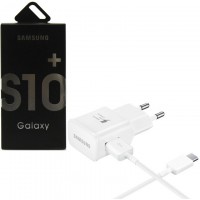 Сетевое зарядное устройство Samsung S10 Fast charger 1USB 5V-2.0A 9V-1.6A Type-C white картон