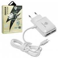 Сетевое зарядное устройство Lenyes LCH008 Plus 2USB 2.1A micro-USB white