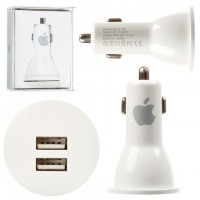 Автомобильное зарядное устройство пластик Apple 2USB 2.1A white