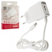 Сетевое зарядное устройство AWM-813 1USB 2.1A micro-USB блистер white