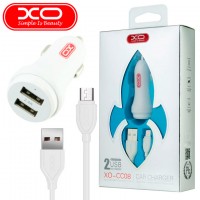 Автомобильное зарядное устройство XO CC08 2USB 2.4A micro-USB white