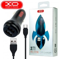 Автомобильное зарядное устройство XO CC08 2USB 2.4A micro-USB black