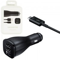 Автомобильное зарядное устройство Samsung S7 Fast charger 2USB 5V-2A 9V-1.67A micro-USB пластик black