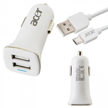 Автомобильное зарядное устройство Acer 2USB 3.1A micro-USB тех.пакет white в Одессе