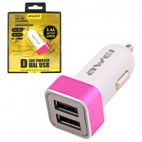 Автомобильное зарядное устройство AWEI C-200 2USB 2.4A pink