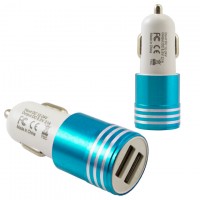 Автомобильное зарядное устройство Car-003 2USB 2.1A blue без коробки