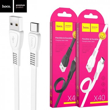 USB кабель Hoco X40 Noah Type-C 1m белый в Одессе