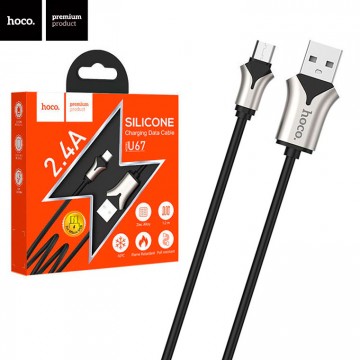 USB кабель Hoco U67 Soft Silicone micro USB 1.2m черный в Одессе