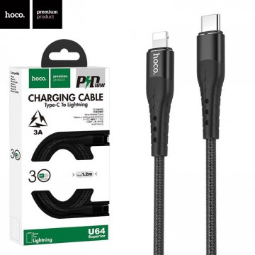 USB кабель Hoco U64 Superior PD Type-C to Lightning 1.2m черный в Одессе