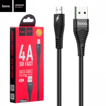 USB кабель Hoco U53 Flash 4A micro USB 1.2m черный в Одессе