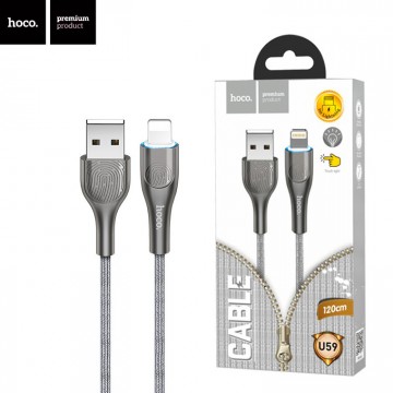 USB кабель Hoco U59 Enlightenment Lightning 1.2m серый в Одессе