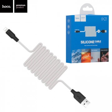 USB кабель Hoco X21 Silicone Lightning 1m черно-белый в Одессе