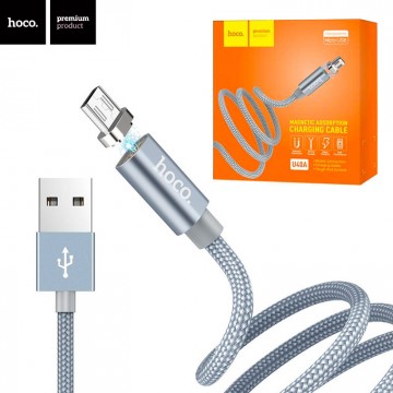 USB кабель Hoco U40A Magnetic micro USB 1m серый в Одессе
