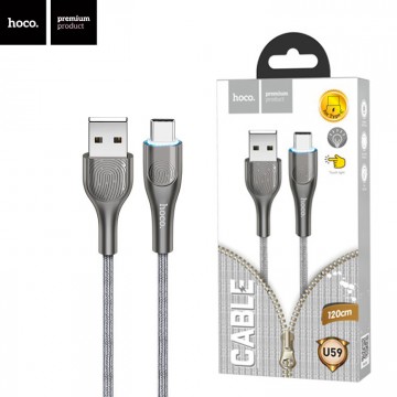 USB кабель Hoco U59 Enlightenment Type-C 1.2m серый в Одессе