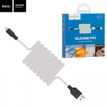 USB кабель Hoco X21 Silicone micro USB 1m черно-белый в Одессе