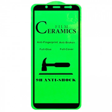 Защитное стекло Ceramics Anti-shock Samsung A6 2018 A600, J6 2018 J600 black тех.пакет в Одессе