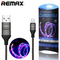 USB кабель Remax RC-130i Luminous Lightning черный