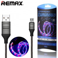 USB кабель Remax RC-130m Luminous micro USB черный