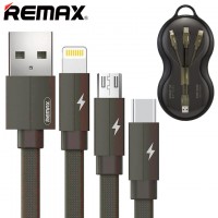 USB кабель Remax RC-094th Kerolla 3in1 lightning, micro USB, Type-C зеленый