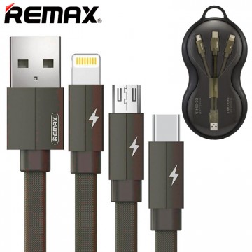 USB кабель Remax RC-094th Kerolla 3in1 lightning, micro USB, Type-C зеленый в Одессе