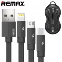 USB кабель Remax RC-094th Kerolla 3in1 lightning, micro USB, Type-C черный