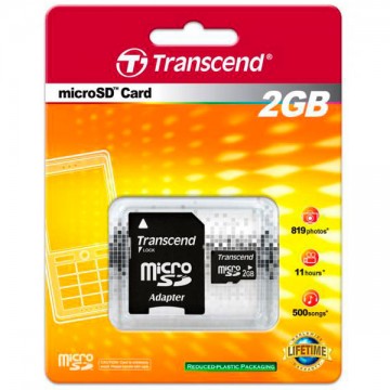 Карта памяти MicroSD Transcend 2GB + SD adapter (TS2GUSDC4) в Одессе