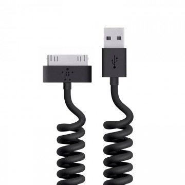USB кабель Belkin пружина Apple 30pin 1.2m тех.пакет черный в Одессе