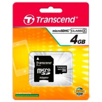 Карта памяти MicroSD Transcend 4GB + SD adapter (TS4GUSDC4)