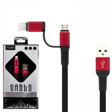 USB кабель XS-007 2in1 Lightning, micro USB черный в Одессе