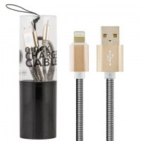 USB кабель металл колба Quick charninge Lightning золотистый