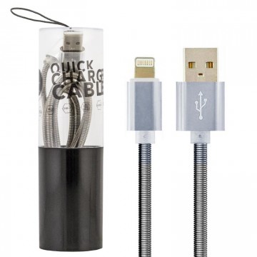 USB кабель металл колба Quick charninge Lightning серебристый в Одессе