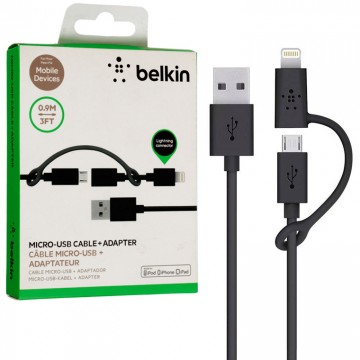 USB кабель Belkin 2in1 Lightning, micro USB черный в Одессе