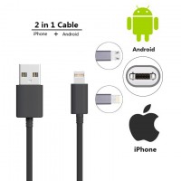 USB кабель Double sided 2in1 Lightning, micro USB черный