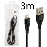 USB кабель XG W631 3m Lightning тех.пакет черный