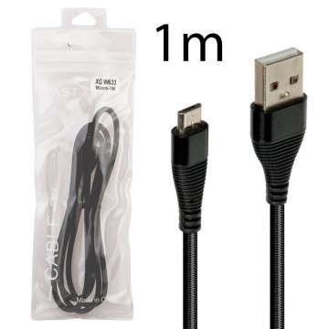 USB кабель XG W633 1m micro USB тех.пакет черный в Одессе