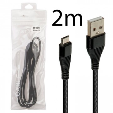 USB кабель XG W633 2m micro USB тех.пакет черный в Одессе