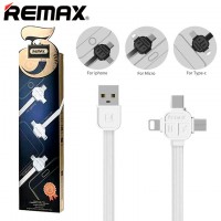 USB кабель Remax Lesu RC-066th 3in1 Lightning, micro USB, Type-C белый