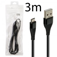 USB кабель XG W633 3m micro USB тех.пакет черный